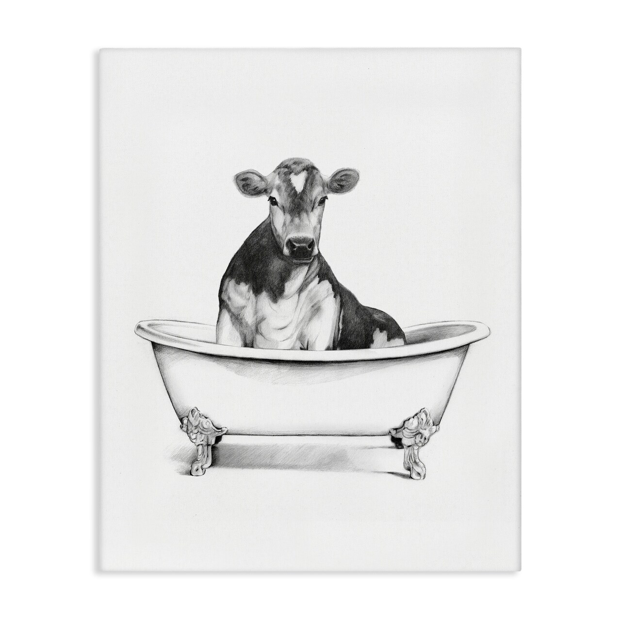 Stupell Industries Antique Tub with Cow Canvas Wall Art Design by Victoria Borges
